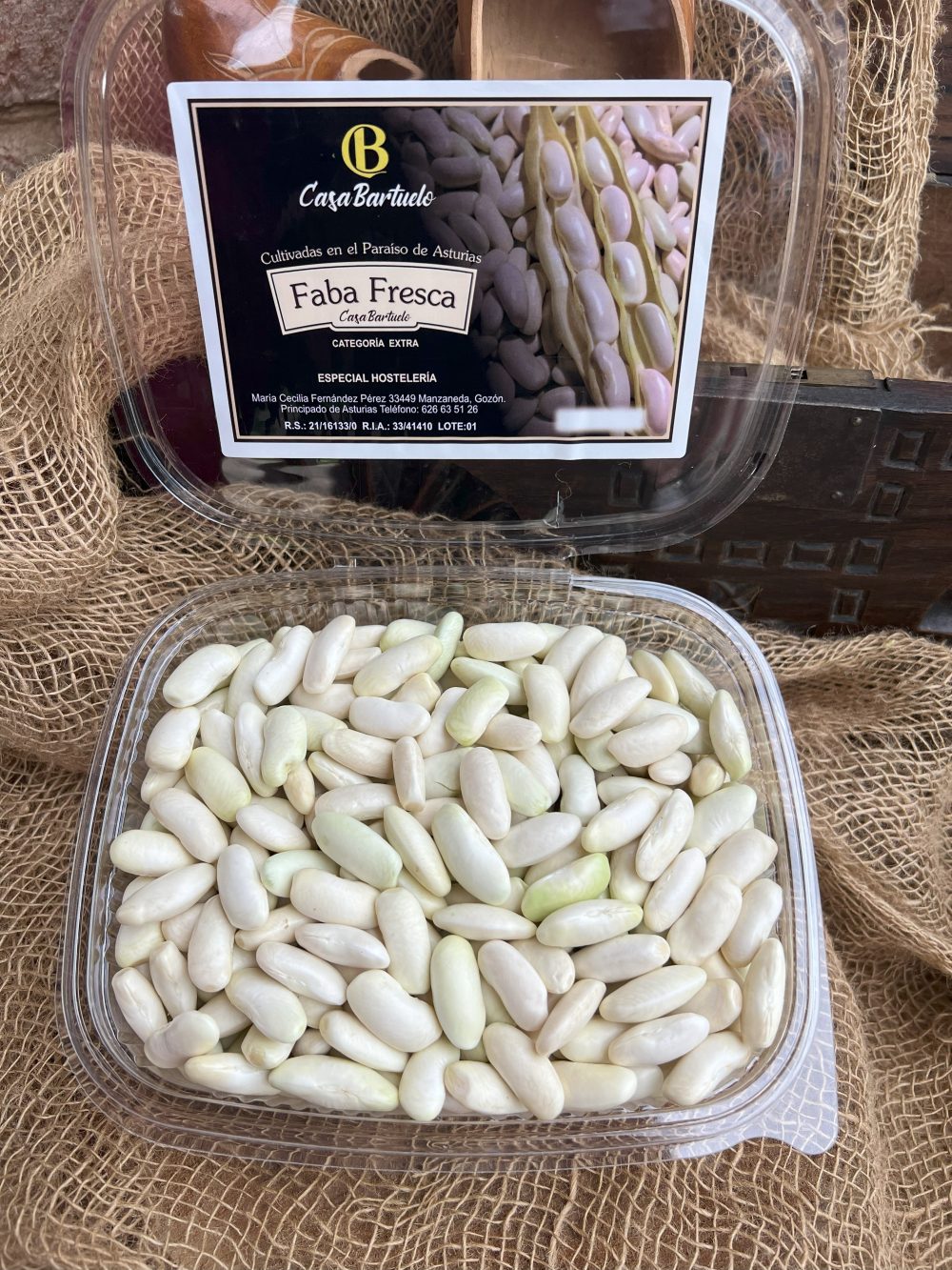 Faba fresca asturiana Casa Bartuelo, en envase de plástico.